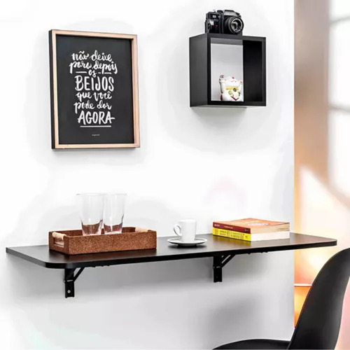 Mesa Dobrável De Parede 80x40 Articulada Cozinha Cor Preto
