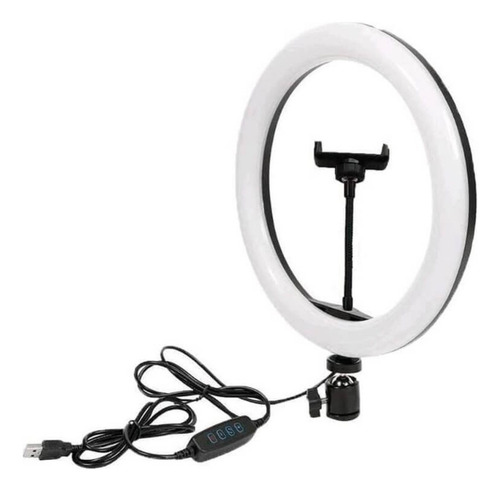 Ring Light 10 Polegada Tomate MLG-080 Com Tripe 2,10m Nf-e Estrutura Preto 110v/220v