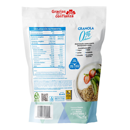 Imagen 2 de 2 de Granola Granvita 0% azúcar en bolsa 350 g