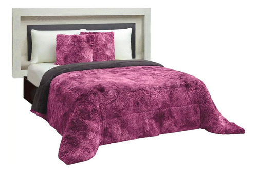 Cobertor King Size Grizzly Malva Morado 2 Vistas Invernal