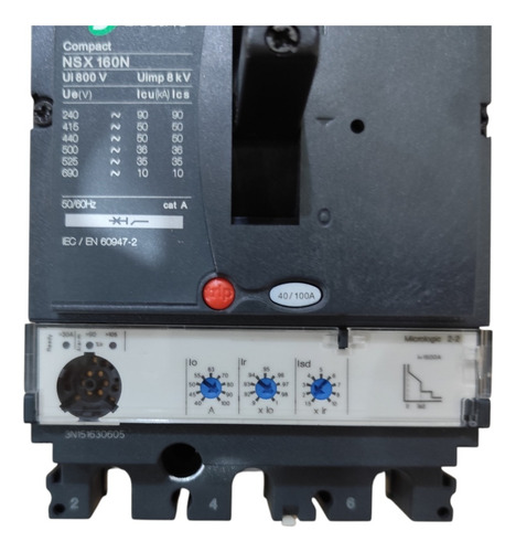 Disjuntor Nsx160n Mic 2.2 100a 3p C16n32d100 - Schneider