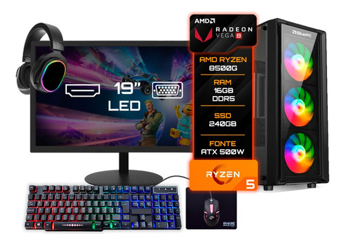 Pc Gamer Completo Amd Ryzen 5 8500g 16gb Ddr5 Ssd 240gb 500w
