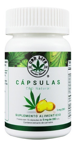 Pacote com 3 cápsulas Cbd Life Natural, 5 mg x 15 cápsulas, suplemento Sabor Sin Sabor