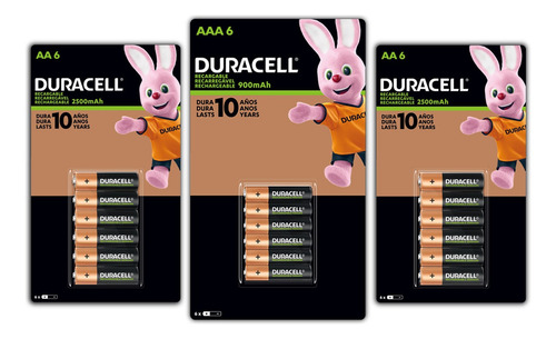 Pilas Recargables 6 Aaa Y 12 Aa Duracell Baterias 1.2v