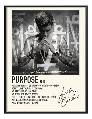 Poster Justin Bieber Album Music Tracklist Purpose 80x40