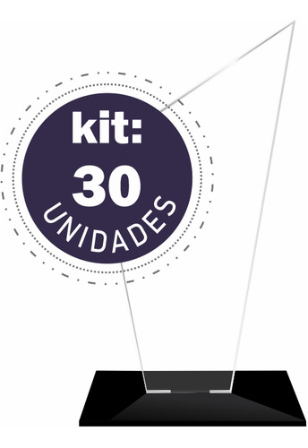 Troféu Acrílico Sem Personalização Liso 15cm Trapézio 30 Und