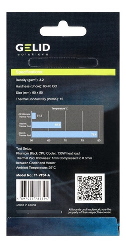 Imagen 3 de 3 de 2x Pad Térmico Gelid Gp-ultimate Tp-vp04-a 15w 90x50x0,5mm