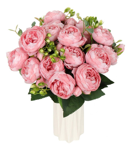 Ramo De Peonias Artificiales Rosa Claro 4 Sets De 5 Flores