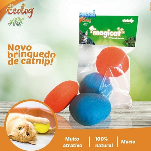 Brinquedo P/ Gato 2 Bolinhas Bolas Com Catnip Feltro