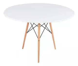 Mesa Eames Redonda De Madera Estilo Minimalista Para Comedor Color De La Tapa Blanco