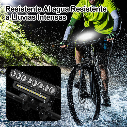 Luz Recargable Impermeable 4000mah Para Bicicleta 8 Led