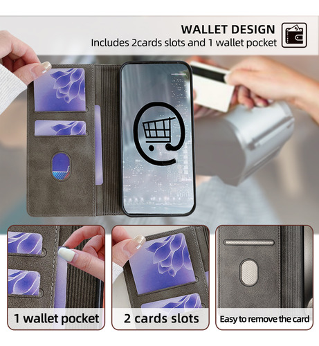 Funda Tipo Cartera Para La Serie Zte, Funda Tipo Libro De Piel Sintética Con Tapa Para Tarjetas Y Funda Delgada Con Función Atril