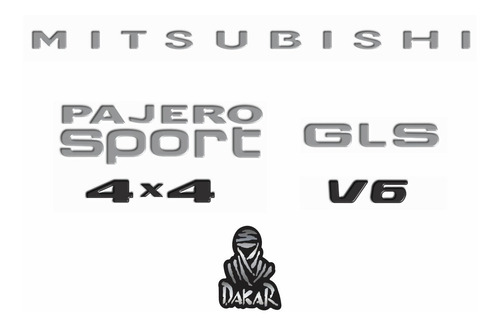 Adesivo Mitsubishi Resinado Pajero Sport Gls V6 4x4 Dakar