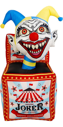 Inflable Caja Sorpresa De Payaso Halloween C/ Luz Led De 5ft