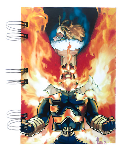 Cuaderno Artesanal A6 De My Hero Academia - Endeavor Y Hawks Crema