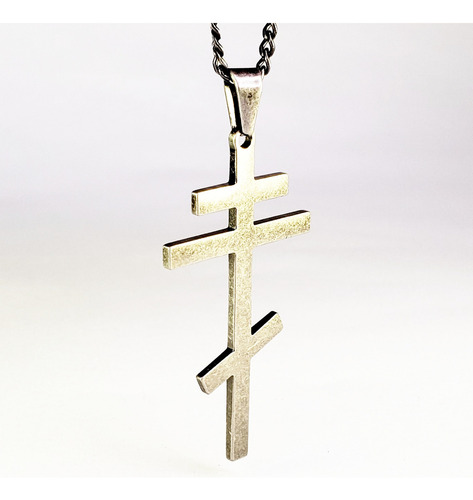 L Colar Com Pingente De Cruz Ortodoxa, Crucifixo Russo, Aço