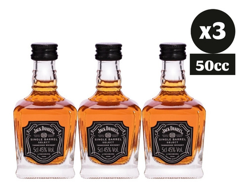 3x Miniatura Whiskey Jack Daniels Single Barrel Select 50cc