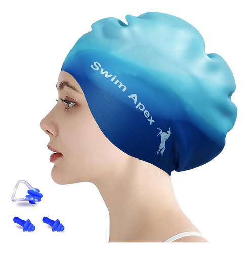 Gorros De Natación Apex Para Cabello Largo Con Tapones Para 