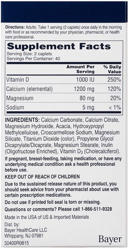 Imagem 2 de 10 de Citracal Calcium + D3 Slow Release 1200 80 Capsulas