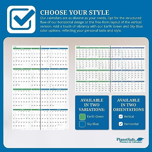 Planetsafe Calendars 2024 Annual 12-month Horizontal Sk...