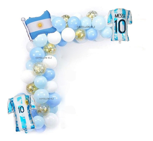 Combo Decoracion Argentina Futbol Messi Globos Arco Mundial