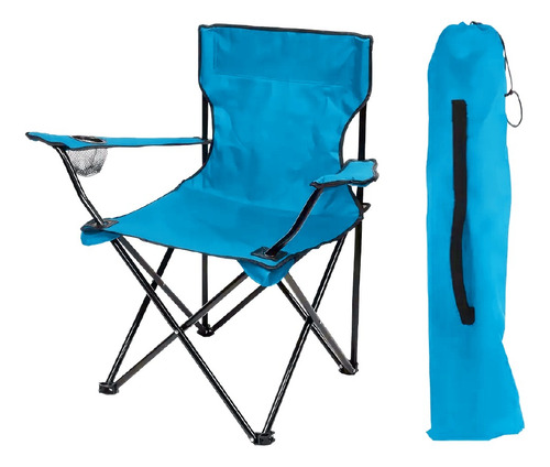 1 Silla Playera Plegable Portatil Para Exteriores Camping Color Azul Claro
