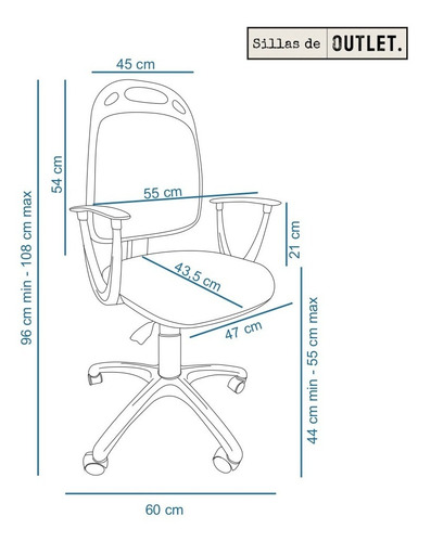 Silla Blanca Diva De Escritorio Ofice Neumática Tela Gris
