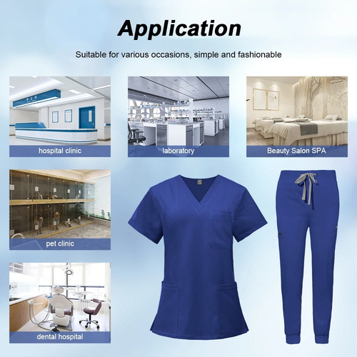 Conjunto De Uniforme Scrubs Con Cuello En V Y Pantalones Dep