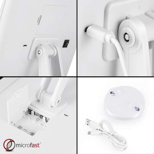 Imagen 3 de 10 de Espejo Táctil 180º 22 Luces Led Aumento Plegable Maquillaje