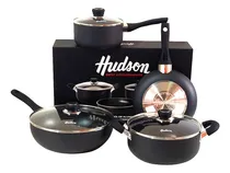 Comprar Set Hudson Cacerola Olla Sartén Wok Teflon Negro Antiadh