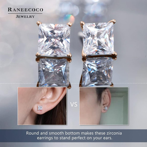 Pendientes De Boton De Circonita Cubica De Plata De Ley