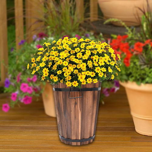 Maceta Con Forma De Cubo De Madera Para Jardín Y Hogar Con F