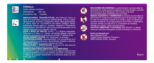 Alka Defense 500 Mg 50 Tabletas