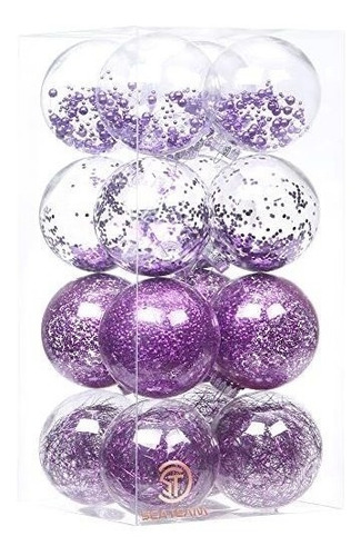 16 Bolas De Navidad Sea Team Trasparentes Con Violeta 10 Cm 