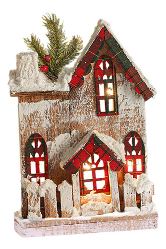 Casa De Nieve Navideña Cabaña De Troncos Luminosa Estilo A