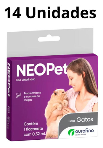 Kit 14 Unidades Neopet Gatos Até 8kg 0,32ml Ouro Fino