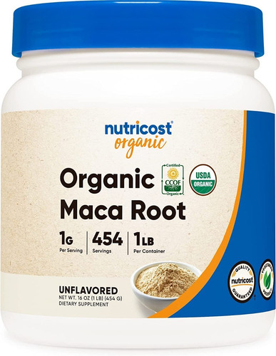 Nutricost Organic Maca Root Dietary Supplement 454g Sabor Natural