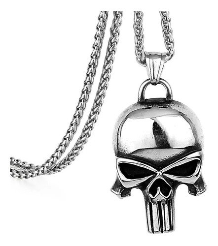 Collar The Punisher Craneo Calavera Acero Color Plata Hombre