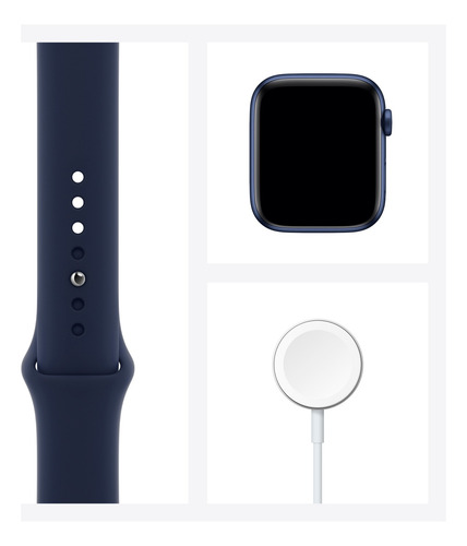 Apple Watch Series 6 (GPS+Cellular) - Caja de aluminio azul de 4.4 cm - Correa deportiva azul marino
