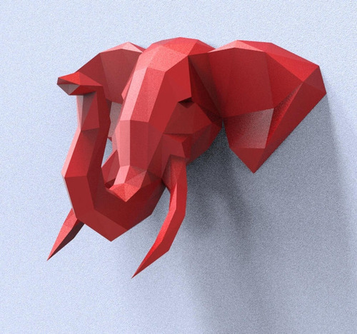 Imagen 3 de 4 de Cabeza Elefante Para Armar Papercraft Papiroflexia (pdf)