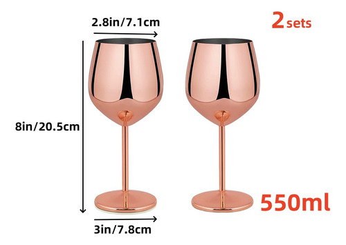 2 Copas Vino Acero Inoxidable,juego Regalo 2 Copas Metálicas