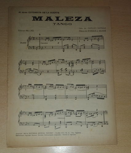 Partitura Maleza / Cotorrita De La Suerte