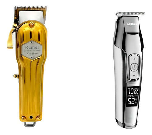 Kit 2 Máquina Profissional Kemei Corte De Cabelo Acabamento