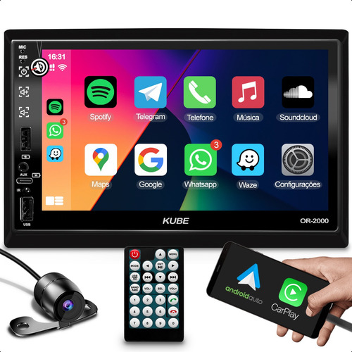 Multimidia Carplay Android Auto Carrega Smartphone Câmera Ré