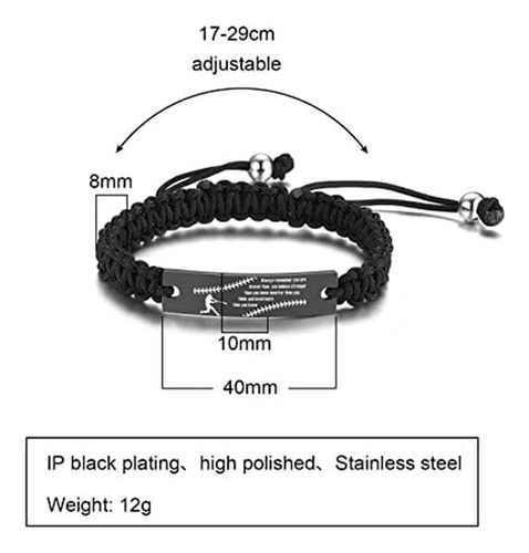 Pulsera De Béisbol Vnox Para Hombre | Pulsera De Cuerda Hech