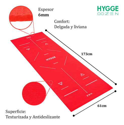 Imagen 3 de 10 de Colchoneta Yoga Mat Lineas Guia De Posicion Pvc 6mm + Correa