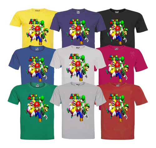 Poleras Super Mario Bros  M/corta, 100% Algodón Premium 