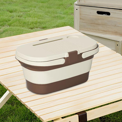 Cesta De Picnic Plegable Con Tapa Y Mesa De Café Con Leche