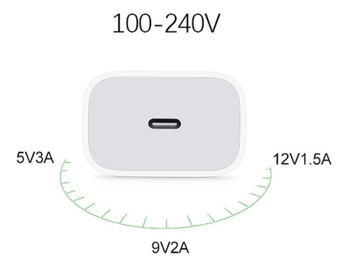 Imagen 2 de 4 de Cargador Adaptador Tipo C 20w Carga Rapida Para Celulares