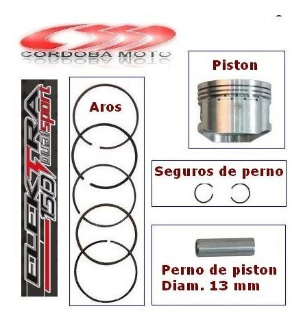 Piston, Perno, Seguros Y Aros De Brava Elektra 150